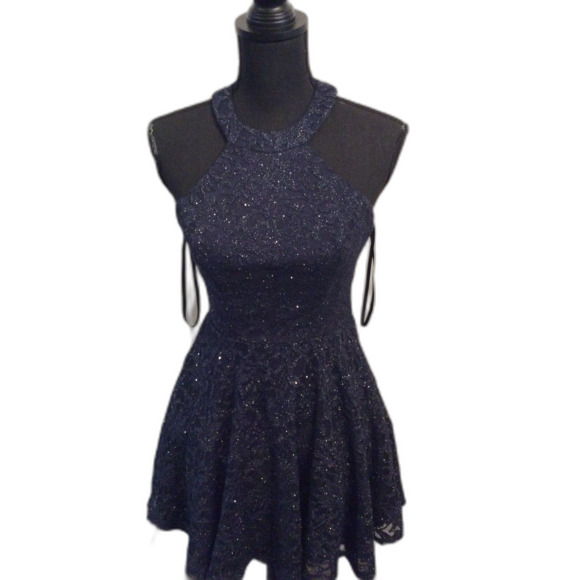 B. Smart Halter Neck Prom Dress Party Lace Cocktail Formal Sparkle Size 5 - Picture 1 of 5